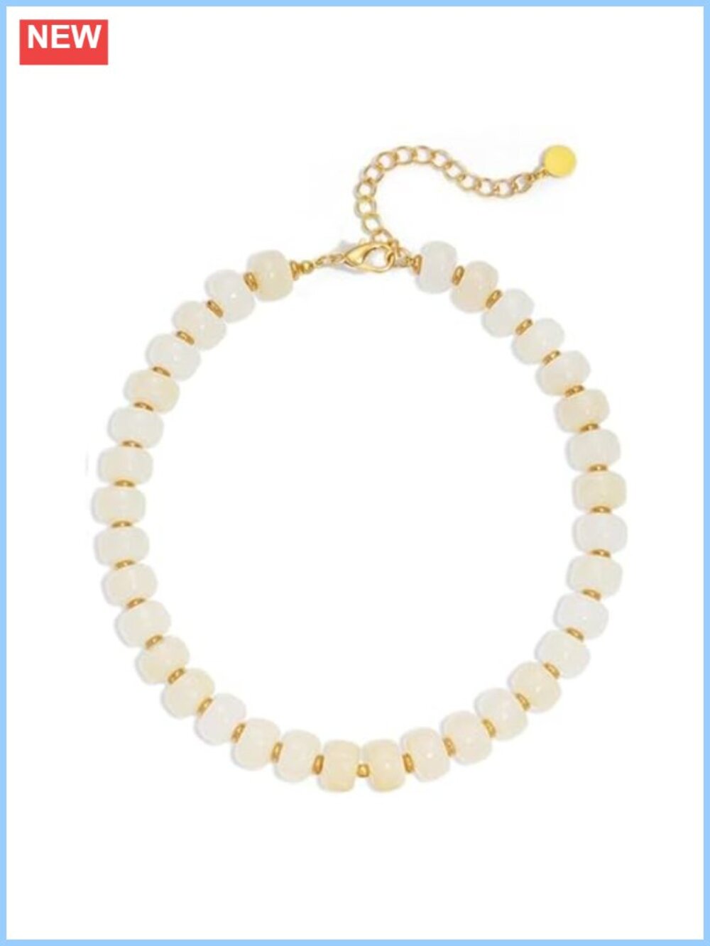 Chunky Beaded Statement Necklace Gold Plated Resin Large Bead Boho Summer
